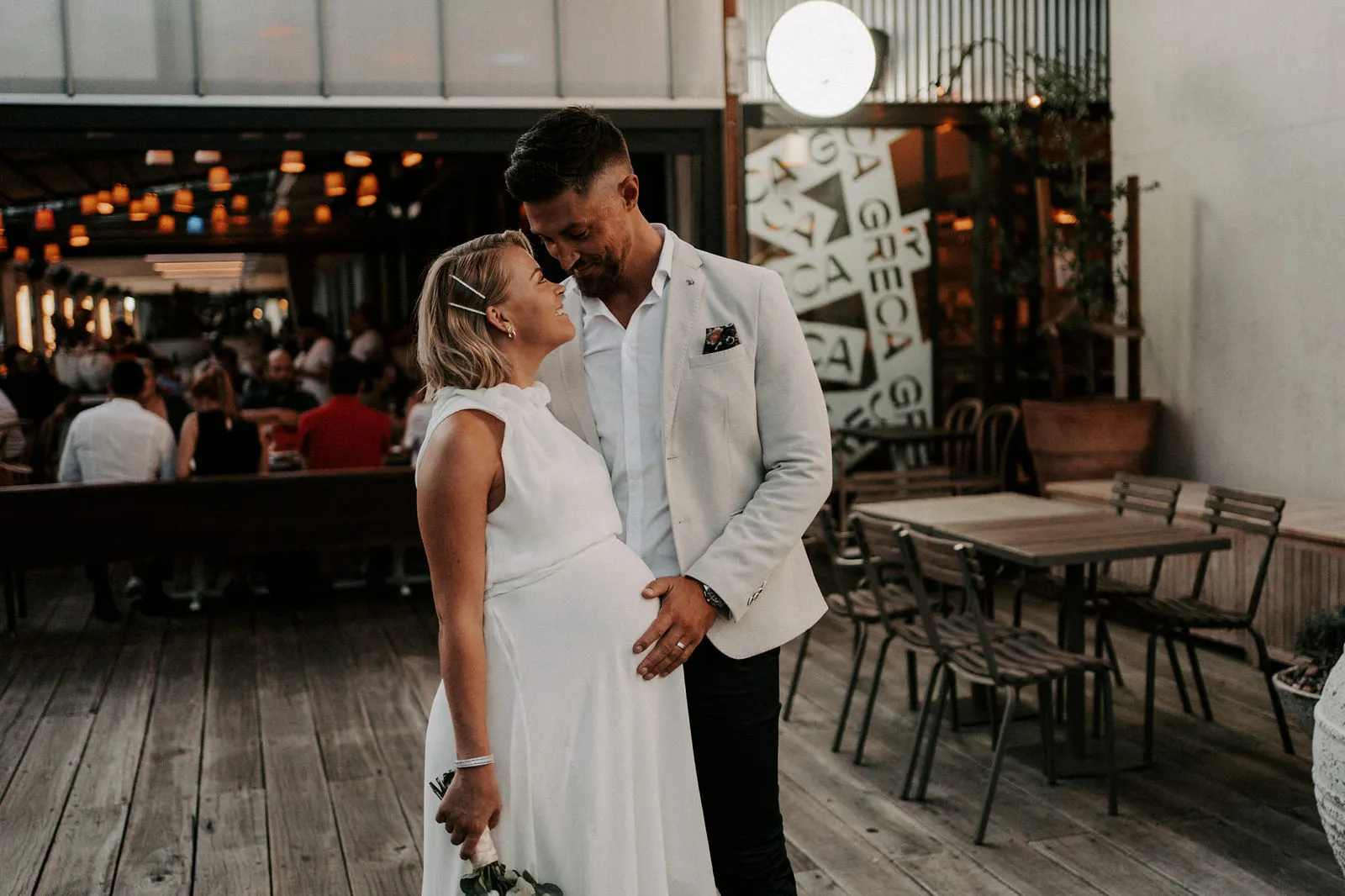 Shannon and Jacksen arriving at their reception
