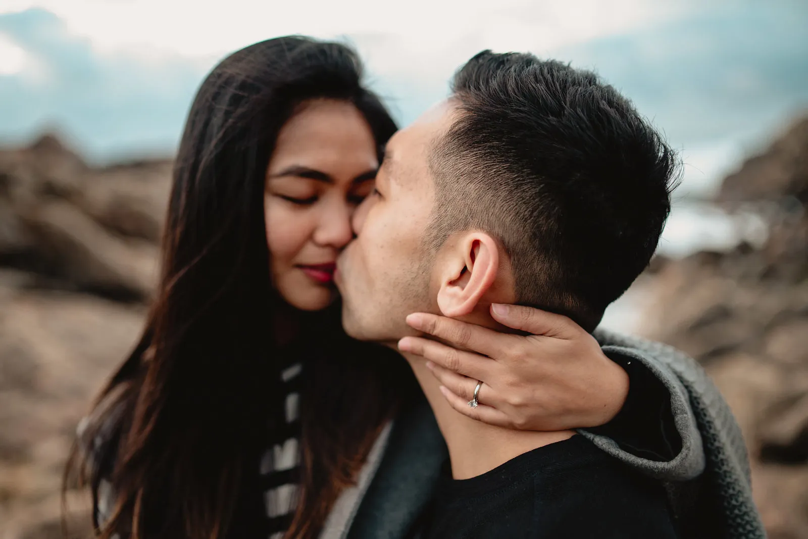 Vryan kissing Zaneta, her hand on his cheek