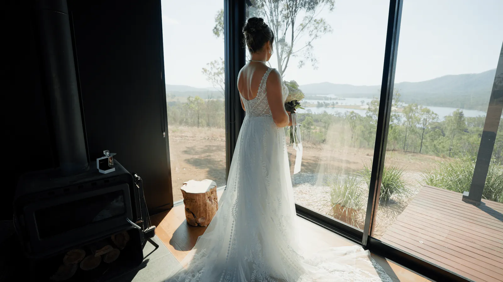 Lauren looking out over the hills before the ceremony